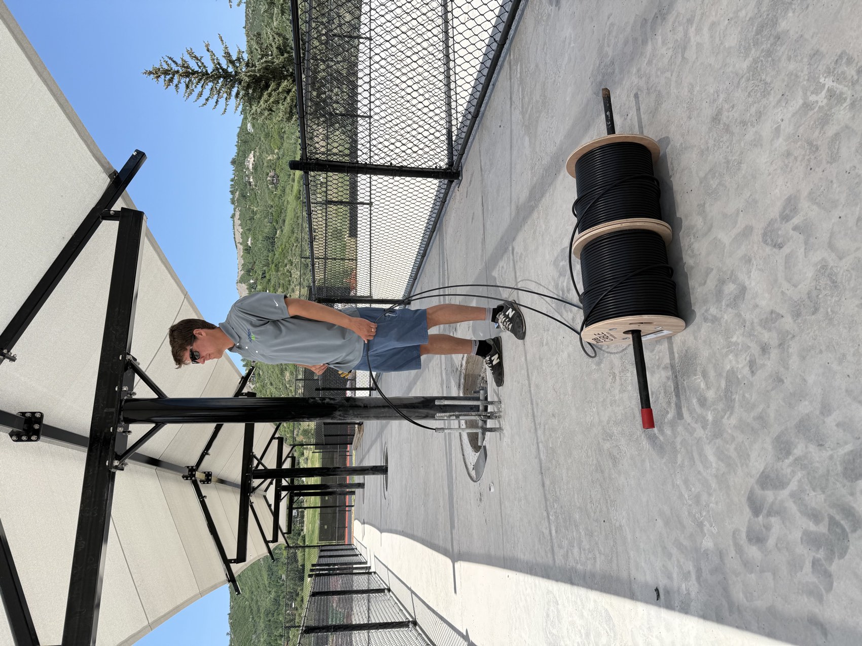 Cable pull, pickleball complex