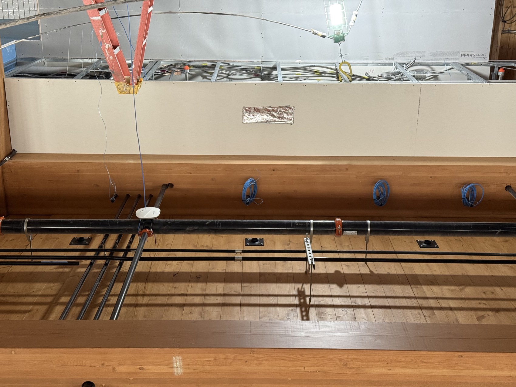 Cable drops staged at device locations